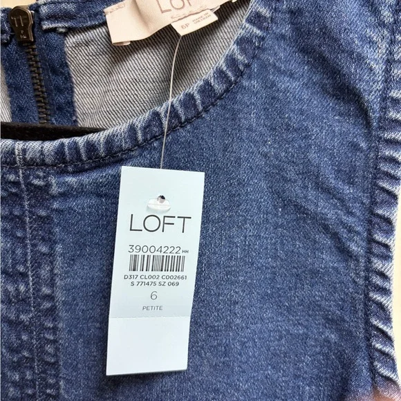 LOFT Sleeveless Seamed Denim Midi Dress in Mid Wash Blue - Picture 5 of 5